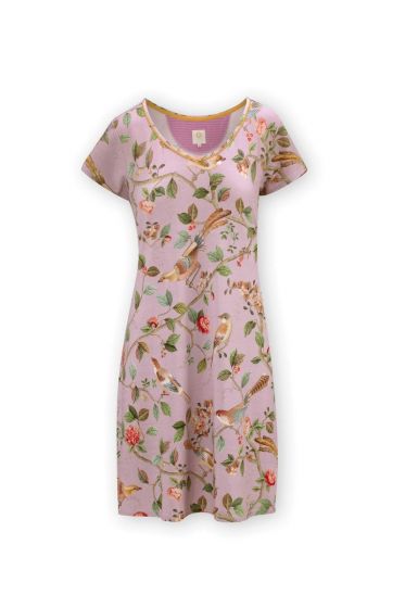 Pip-Studio-Nightdress-Short-Sleeve-Good-Nightingale-Lilac-Wear