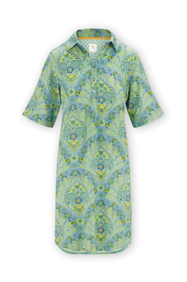 Pip-Studio-Nightdress-Short-Sleeve-Buttons-Alba-Blue-Wear-Green-Wear