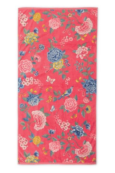 Bath-towel-xl-floral-coral-70x140-good-evening-pip-studio-cotton-terry-velour