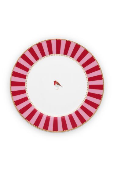 früstück-teller-21-cm-rot-rosa-goldene-details-love-birds-pip-studio