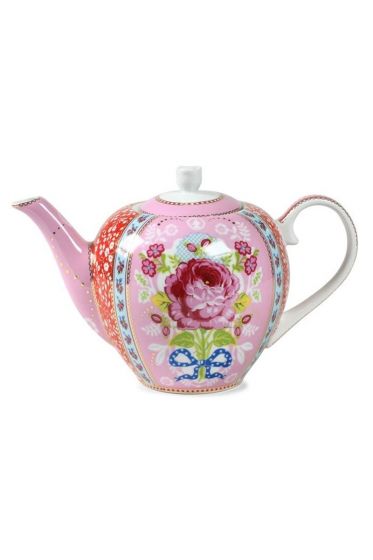 Floral theepot roze