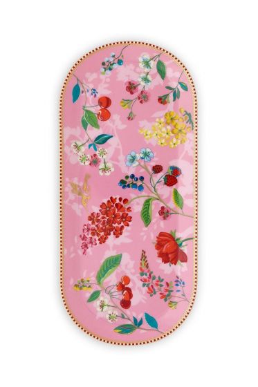 Floral Cake Tray Hummingbirds Pink