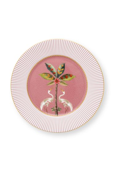 pastry-plate-la-majorelle-pink-round-striped-edge-pip-studio-17-cm