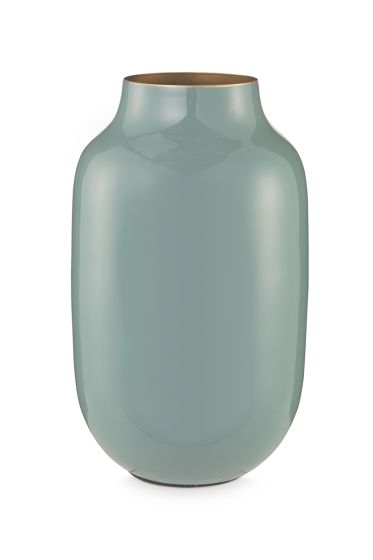 Ovale Metall Vase blau 30 cm
