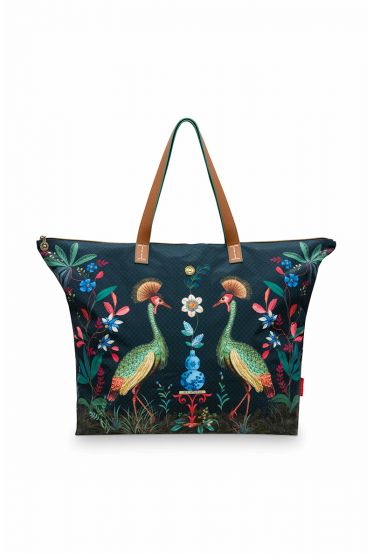 Beach-bag-dark-blue-flirting-birds-pip-studio-66x20x44-cm