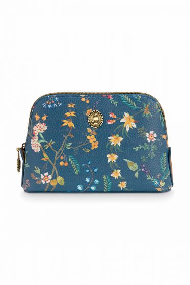 Cosmetic-bag-floral-dark-blue-triangle-small-petites-fleurs-pip-studio-19/15x12x6-cm