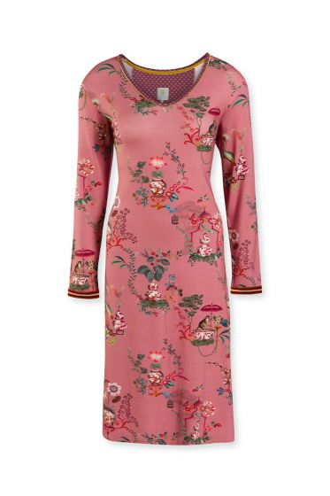 Night-dress-long-sleeve-botanical-print-pink-chinese-porcelain-pip-studio-xs-s-m-l-xl-xxl