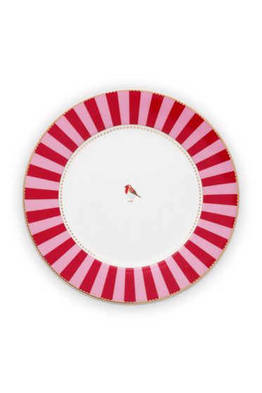 diner-bord-love-birds-in-rood-en-roze-met-vogel-26,5-cm