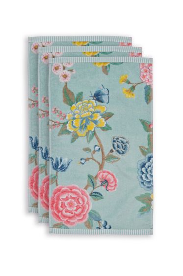 Guest-towel-set/3-floral-print-blue-30x50-cm-pip-studio-good-evening-cotton