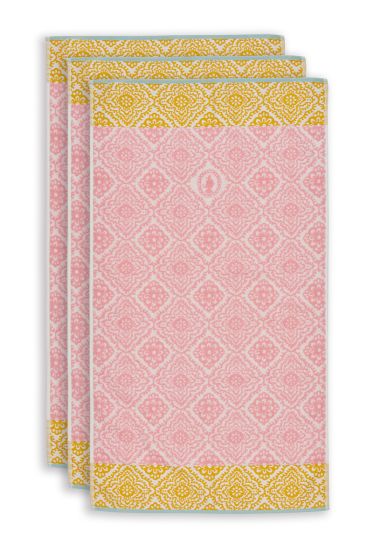 bath-towel-set-pink-floral-55x100-jacquard-check-pip-studio-cotton-terry-velour
