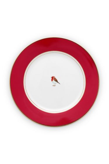 ontbijt-bordje-21-cm-rood-gouden-details-love-birds-pip-studio