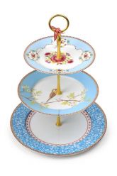 Floral Cake Stand 3 Levels Blue