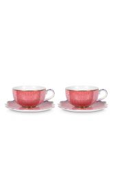 Royal Multi Set/2 Espresso Cups & Saucers Pink