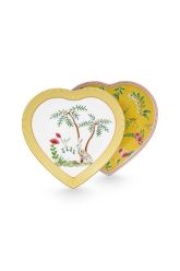 set-2-heart-shape-plates-la-majorelle-yellow-21.5-cm-bunny-palm-tree-floral-porcelain-pip-studio