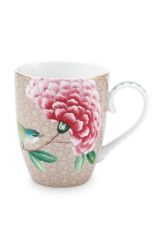 mug-large-khaki-flower-birds-print-blushing-birds-pip-studio-350-ml