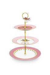 cake-stand-3-layers-la-majorelle-pink-botanical-print-pip-studio-17x21x26,5-cm