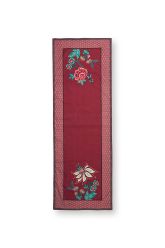 tafelkleed-flower-festival-donker-roze-katoen-bloemen-print-pip-studio-50x150-cm