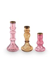 kaars-houder-set/3-glas-roze-gouden-rand-woon-decoratie-pip-studio-12x17x20-cm