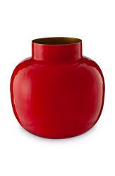Vaas-rond-bol-rood-metaal-pip-studio-25-cm