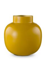 Vaas-rond-bol-geel-metaal-pip-studio-25-cm