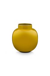 Mini-vaas-geel-rond-metaal-woon-accesoires-pip-studio-10-cm
