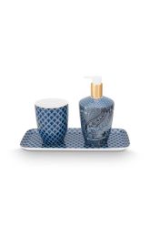 set-3-bathroom-accessories-kyoto-festival-bluetray-soap-dispenser-drinking-mug-botanical-print-pip-studio-porcelain