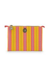 Cosmetic-flat-pouch-small-yellow-floral-jambo-flower-blurred-lines-pip-studio-19.5x13x1cm-PU