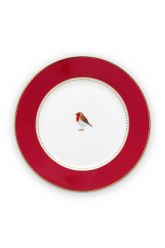 gebaksbordje-love-birds-in-rood-met-vogel-17-cm