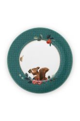gebaksbordje-winter-wonderland-van-porselein-met-een- eekhoorn
 -in-groen-17-cm