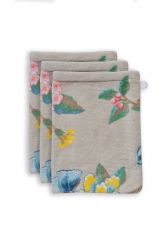 Washcloth-floral-set/3-print-khaki-16x22-cm-pip-studio-good-evening-cotton