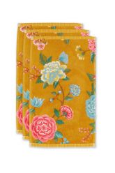 Guest-towel-set/3-floral-print-yellow-30x50-cm-pip-studio-good-evening-cotton