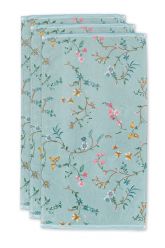 Handdoek-set/3-bloemen-print-blauw-55x100-les-fleurs-katoen