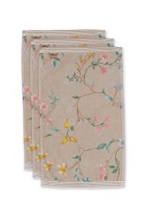 Guest-towel-set/3-floral-print-khaki-30x50-cm-pip-studio-les-fleurs-cotton