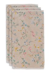 Towel-set/3-floral-print-khaki-55x100-pip-studio-les-fleurs-cotton