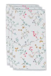 Handdoek-set/3-bloemen-print-wit-55x100-les-fleurs-katoen