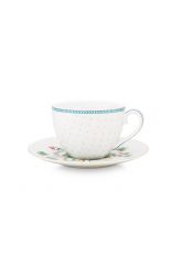 porcelain-cappuccino-cup-&-saucer-jolie-dots-gold-120-ml-6/48-blue-white-fs-51.004.116