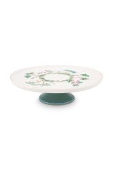 porcelein-klein-cake-tray-jolie-dots-gold-21-cm-1/8-weib-grün-flowers-pip-studio-51.018.108