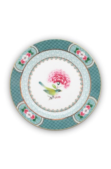 gebäck-teller-blau-blumen-vögels-drunken-blushing-birds-pip-studio-17-cm