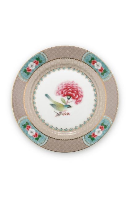 gebaks-bord-khaki-bloemen-print-blushing-birds-pip-studio-17-cm