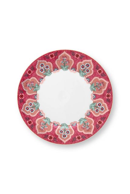 ontbijtbord-flower-festival-donker-roze-bloemen-print-pip-studio-21-cm