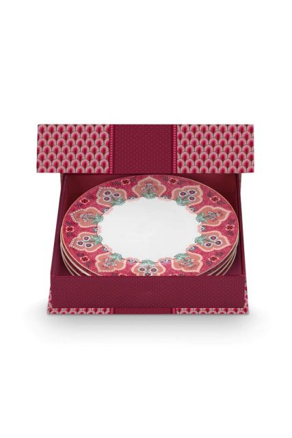 set-4-plates-flower-festival-deco-dark-pink-21cm-porcelain-pip-studio