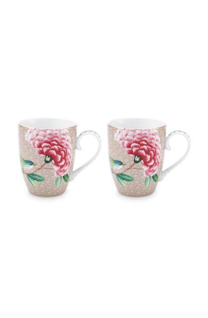 mokken-groot-set-van-2-khaki-bloemen-vogels-print-blushing-birds-pip-studio-350-ml