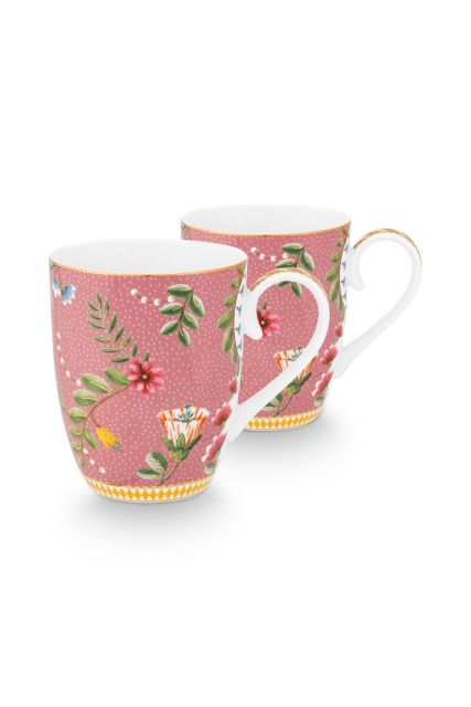 mokken-set/2-la-majorelle-roze-bloemen-print-350-ml-pip-studio