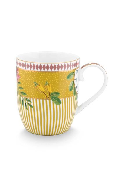 tasse-klein-la-majorelle-gelb-145-ml-streifen-punkte-blumen-porzellan-pip-studio