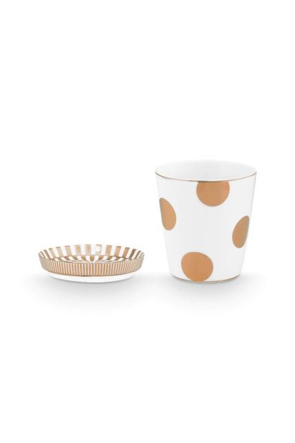 Pip-Studio-Set/2-Mug-Small-&-Tea-Tip-Dot-Delight-White-Gold