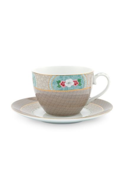 cappuccino-cup-&-saucer-khaki-botanical-print-blushing-birds-pip-studio-280-ml