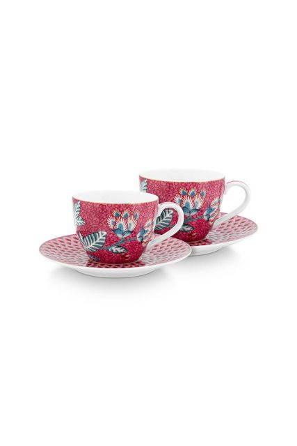 set-2-espresso-kop-&-schotel-flower-festival-donker-roze-bloemen-print-120-ml