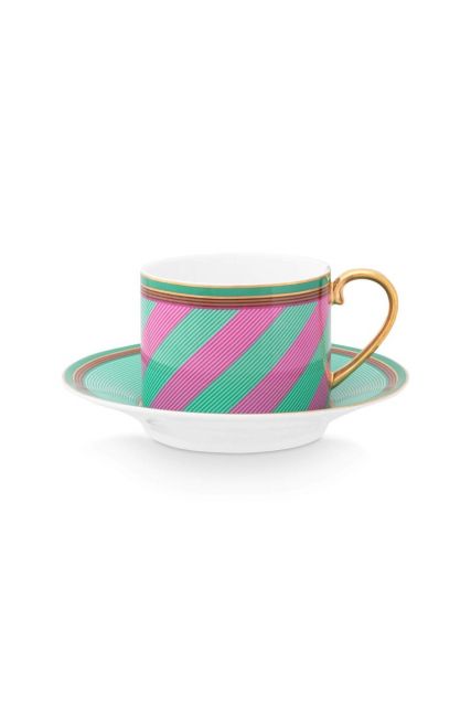 cappuccino-cup-saucer-chique-stripes-pink-green-220ml-porcelain-pip-studio