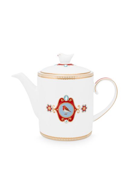 Teapot-1,3-liter-white-gold-details-love-birds-pip-studio