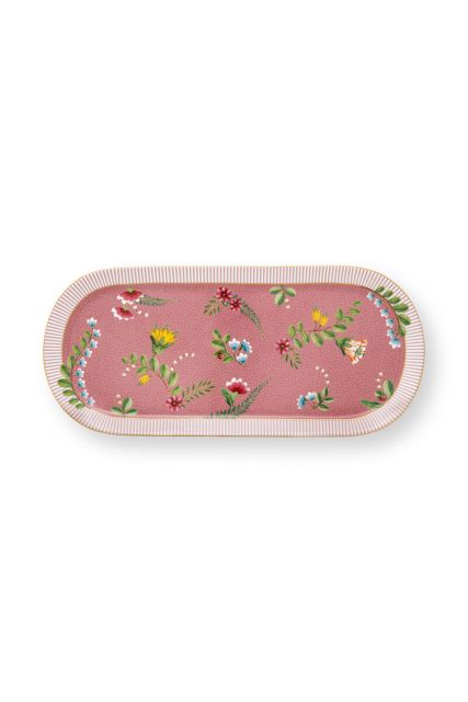 taart-plateau-la-majorelle-roze-botanische-print-pip-studio-33,3x15,5-cm